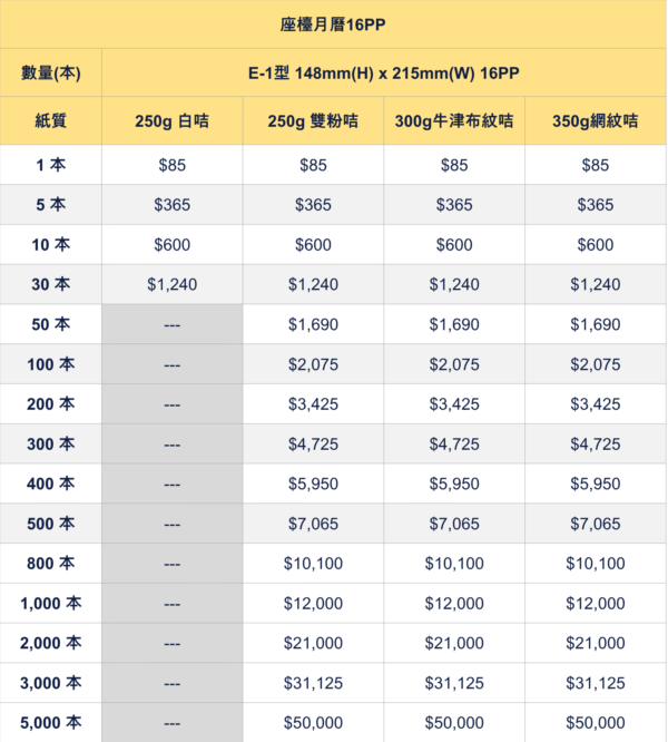 座檯月曆印刷價錢表 企業公司客製化桌曆線圈月曆價格