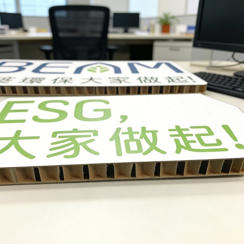 印多多綠色環保印刷系列,包含可回收蜂窩板、與環保紙展架